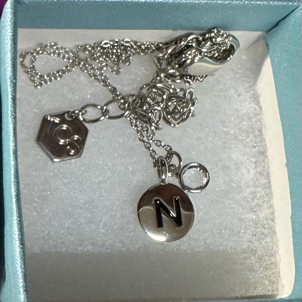 TCS-Touchstone Crystal by Swarovski, initial “N” necklace with crystal.